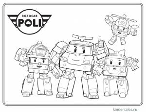 Робокар Поли и его друзья» раскраска для детей