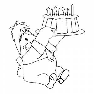 Раскраска Карлсон и праздничный торт