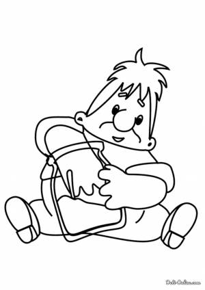 Раскраска Карлсон кушает варенье