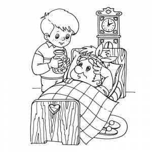 Раскраска Карлсон приболел