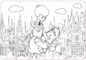 Раскраска ЯиГрушка Коврик для творчества маленький Малыш и Карлсон 48х33