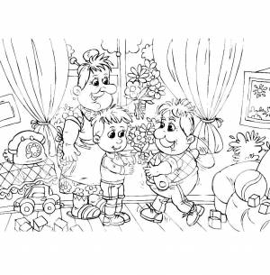 Раскраски Раскраска Карлсон и малыш раскраски карлсон