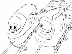 Распечатать раскраски паровозик Тишка для самых маленьких