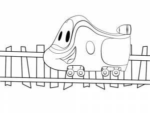 Качайте и печатайте черно-белые картинки паровозик Тишка