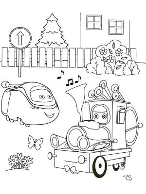 Раскраски Паровозик Тишка