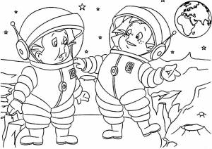 Раскраска Незнайка на Луне