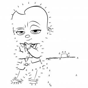 Раскраска Босс-молокосос, соедини по точкам и раскрась