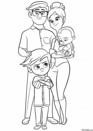 Раскраска Вся семья мультфильма Босс молокосос