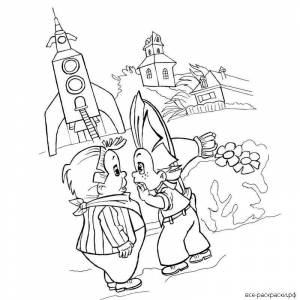 Картинки раскраска незнайка на луне