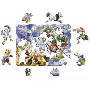 Фигурный деревянный пазл Нескучные игры Страна сказок Барон Мюнхгаузен 8442