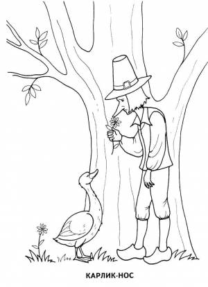 Раскраски Раскраска Карлик нос встретил гуся сказки пушкина