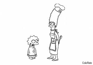 Раскраска Лиза и Мардж Симпсоны