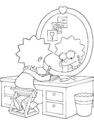 Раскраски Раскраска Лиза симпсон Персонаж из мультфильма