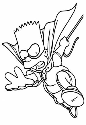 Раскраска Барт Симпсон Герой