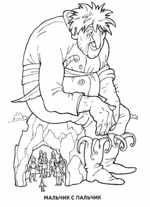 Раскраска мальчик с пальчик