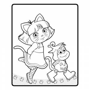 Раскраска Даша и Башмачок на Хэллоуин