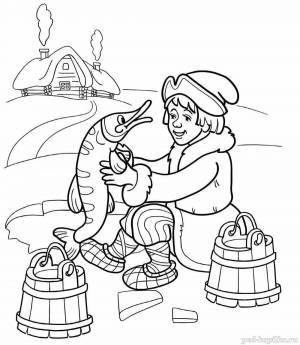 Раскраски Щука и емеля