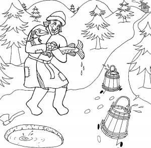 Раскраски сказка емеля