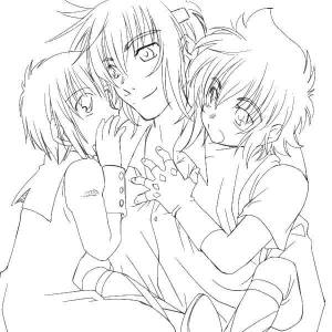 Раскраски темный, Раскраска Обнимашки аниме аниме темный дворецкий