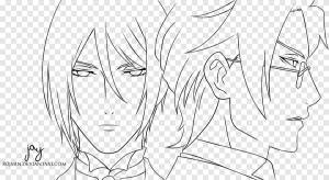 Себастьян Михаэлис Ciel Phantomhive Line art Черный дворецкий Книжка- раскраска, черный дворецкий Фантомхайв полный корпус, белый, лицо png