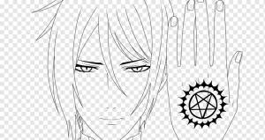 Черный дворецкий Сиэль Фантомхайв Себастьян Михаэлис Рисование аниме, Себастьян Михаэлис, угол, белый, лицо png