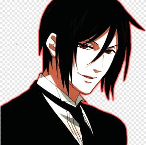 Себастьян Михаэлис Сиэль Фантомхайв Блэк Батлер Аниме Мангака, аниме чёрный дворецкий, лицо, черные волосы png
