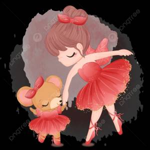 милая девочка и мышка танцуют вместе PNG , девушка клипарт, девушка иллюстрация, малышка PNG картинки и пнг рисунок для й загрузки