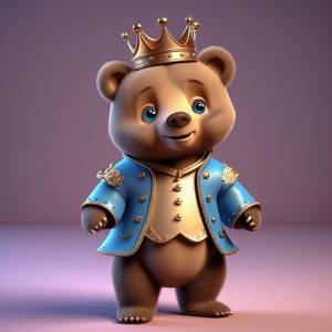 Милый медведь с короной милый медведь с короной мультфильм милый медведь в золотой короне 3d иллюстрация 3