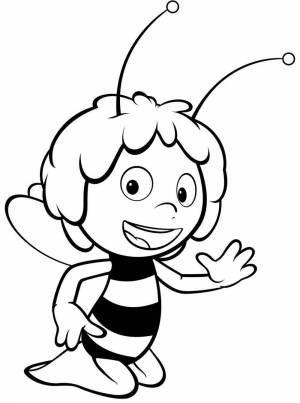 Раскраска Пчелка Майя машет ручкой