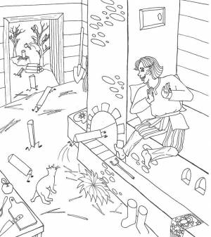 Раскраски Раскраска Емеля По щучьему велению