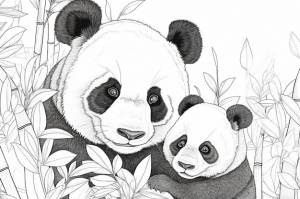 Рисунок панды и ее детеныша