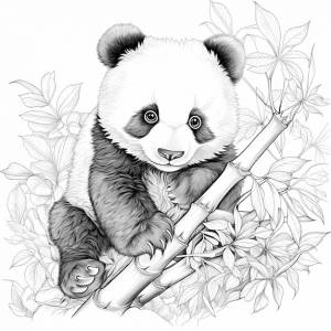 Легкая и очаровательная малышка панда для раскраски низкая детализация с толстыми линиями
