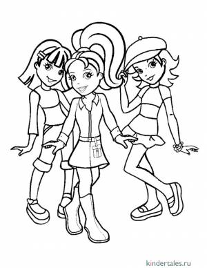 Полли Покет с подругами» раскраска для детей