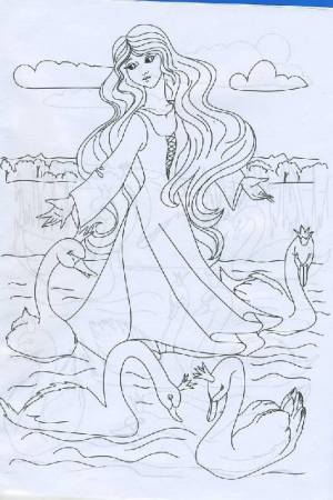 Раскраски Дикие лебеди