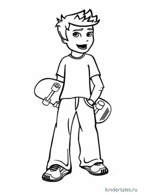 Полли Покет Rick со скейтбордом» раскраска для детей