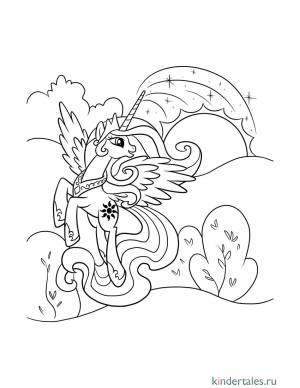 Пони принцесса Селестия» раскраска для детей