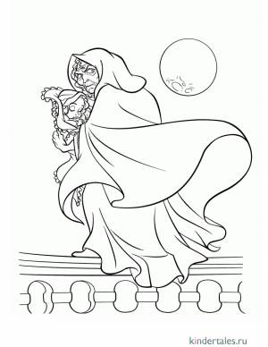 Готем похищает маленькую Рапунцель» раскраска для детей