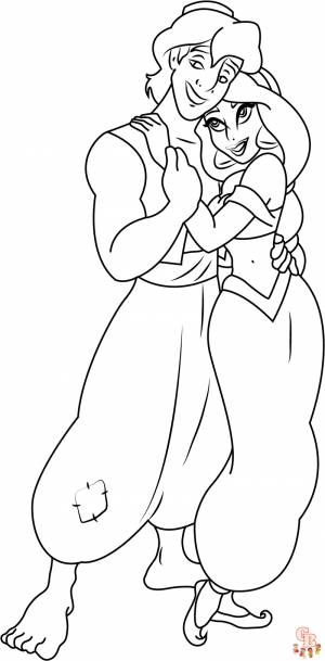 Получите лучший жасмин и Aladdin Раскраски на GBcoloring
