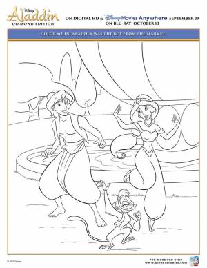 Disney's Aladdin amp; Princess Jasmine Printable Coloring Pages