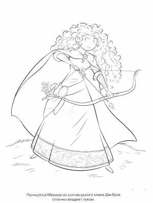 Раскраски Раскраска Принцесса мерида с луком храбрая сердцем