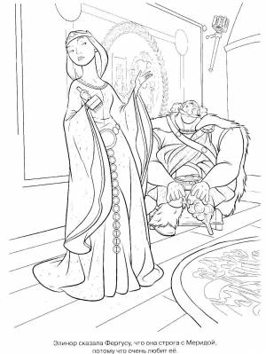 Раскраски Раскраска Мать и отец мериды храбрая сердцем детские