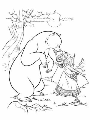 Раскраски мультфильма, Раскраска Персонаж из мультфильма храбрая сердцем