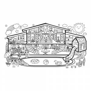 Раскраска Домик ЛОЛ с огромным бассейном