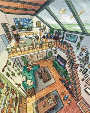 Рисунок внутри дома