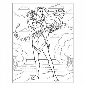 Раскраска Покахонтас и Мико