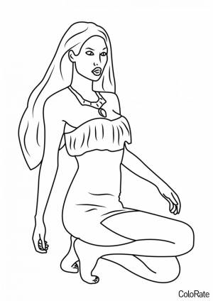 Раскраска Расслабленная Покахонтас