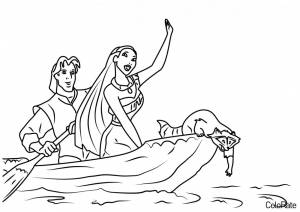 Раскраска Покахонтас и Джон Смит