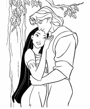 Раскраска Покахонтас и Джон Смит