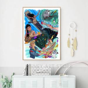 Классический кинопостер Покахонтас и Джон Смит, печать на холсте, принцесса Покахонтас, художественная картина, картина для комнаты для девочек, домашний Настенный декор