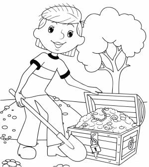 Раскраска Дядя Фёдор нашел клад